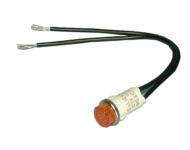 NEON LAMP-250V-W/6" LEADS-RED