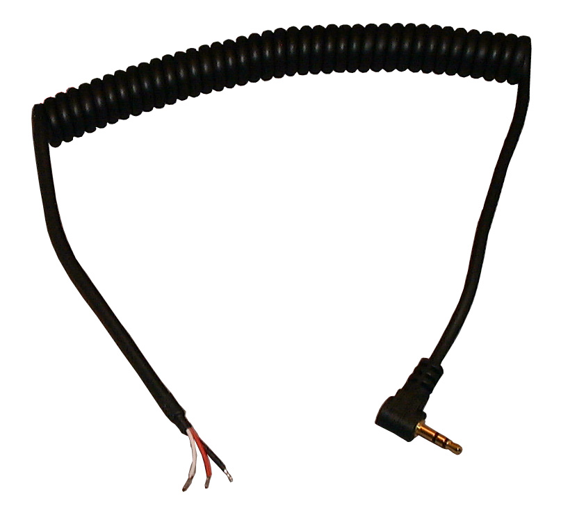 R/A 2.5mm Stereo Plug, Gold Plated, 3 ft. Coiled Cord
