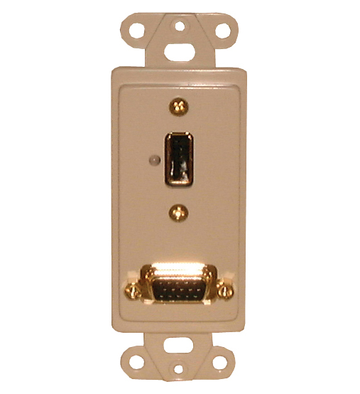 Designer Plate USB + VGA, Solderless - Ivory