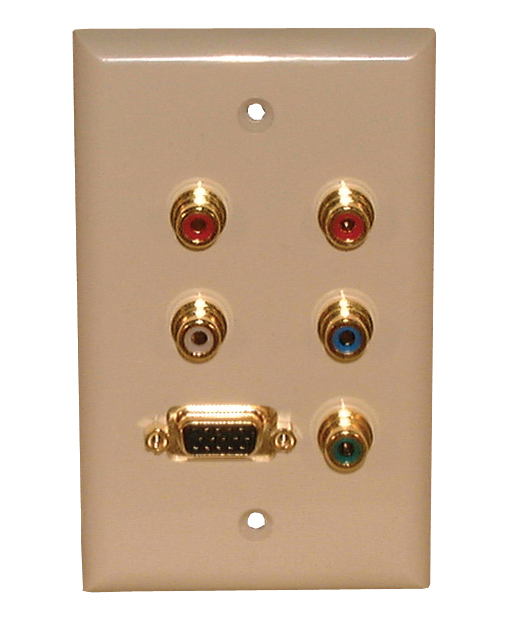 Std. Wall Plate VGA + Component Video/Audio, Solderless - Ivory